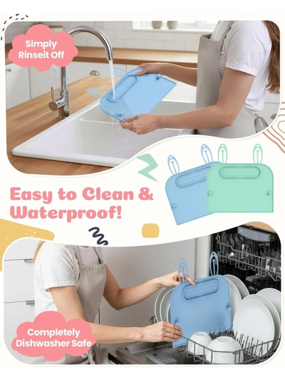 Captainbear new silicone placemat highchair new set of 4 baby , toddler